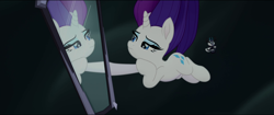 Size: 1920x808 | Tagged: safe, imported from derpibooru, screencap, rarity, storm king, pony, unicorn, my little pony: the movie, bobblehead, falling, female, mare, mirror, narcissism, rarity being rarity, solo