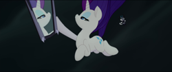 Size: 1920x808 | Tagged: safe, imported from derpibooru, screencap, rarity, storm king, pony, unicorn, my little pony: the movie, bobblehead, falling, female, mare, mirror, narcissism, rarity being rarity, solo