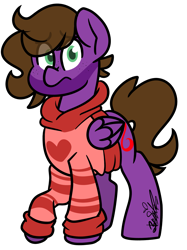 Size: 1925x2577 | Tagged: safe, artist:befishproductions, imported from derpibooru, oc, oc:befish, pegasus, pony, clothes, heart, rule 63, simple background, sweater, transparent background