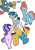 Size: 3500x5000 | Tagged: safe, artist:heyerika, imported from derpibooru, dragon lord torch, flash magnus, meadowbrook, starlight glimmer, stygian, earth pony, pegasus, pony, unicorn, angry, clothes, female, leonine tail, male, mare, modern fashion, simple background, socks, stallion, taunting, transparent background, unshorn fetlocks