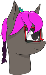 Size: 2403x3840 | Tagged: safe, artist:blaze5565, imported from derpibooru, oc, oc only, oc:grey skies (ice1517), alicorn, pony, alicorn oc, bust, female, flower, flower in hair, glasses, mare, simple background, solo, transparent background