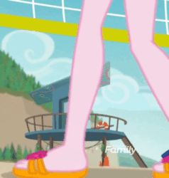 Size: 1000x1050 | Tagged: safe, imported from derpibooru, screencap, pinkie pie, equestria girls, equestria girls series, forgotten friendship, animated, beach, cropped, feet, female, flip-flops, gif, legs, pictures of legs, sandals, solo