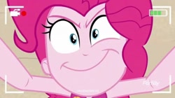 Size: 720x402 | Tagged: safe, imported from derpibooru, screencap, pinkie pie, equestria girls, equestria girls series, forgotten friendship, >:), camera shot, evil grin, face of mercy, female, grin, pinkie pie swimsuit, smiling, solo