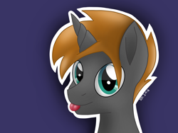 Size: 4096x3072 | Tagged: safe, artist:deejayarts, imported from derpibooru, oc, oc only, oc:crusader, unicorn, :p, cute, male, silly, simple background, solo, tongue out