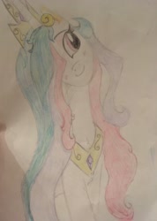 Size: 1535x2154 | Tagged: safe, imported from derpibooru, princess celestia, alicorn, pony, cute, drawing, female, older, solo, traditional art