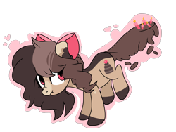 Size: 4000x3000 | Tagged: safe, artist:chococakebabe, imported from derpibooru, oc, oc only, oc:choco cake delight, earth pony, pony, augmented tail, bow, female, hair bow, high res, mare, scrunchy face, simple background, solo, transparent background