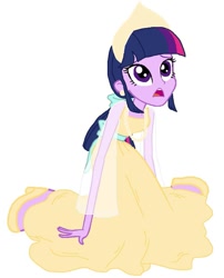 Size: 803x996 | Tagged: safe, artist:haleyc4629, edit, imported from derpibooru, twilight sparkle, equestria girls, anastasia, anastasia nikolaevna romanova, clothes, cosplay, costume, crossover, don bluth, dress, female, headdress, kneeling, long arms, multiple bases used, once upon a december, russia, russian, simple background, singing, solo, white background