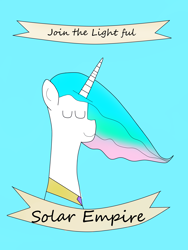Size: 3000x4000 | Tagged: safe, artist:wonderschwifty, imported from derpibooru, princess celestia, pony, eyes closed, female, mare, paint tool sai, simple background, solar empire, solo, teal background