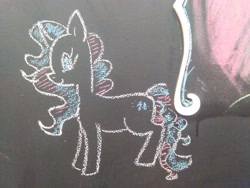 Size: 2592x1944 | Tagged: safe, artist:swift-wind, imported from derpibooru, oc, oc only, oc:blue bean, chalkboard, solo, traditional art