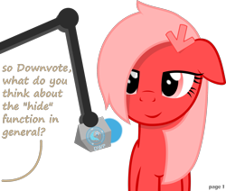 Size: 1939x1644 | Tagged: safe, artist:arifproject, imported from derpibooru, oc, oc only, oc:downvote, pony, derpibooru, derpibooru ponified, lidded eyes, meta, microphone, podcast, ponified, simple background, text, transparent background, vector