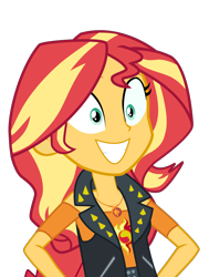 Size: 2312x3054 | Tagged: dead source, safe, artist:rarespirit611, imported from derpibooru, sunset shimmer, equestria girls, equestria girls series, forgotten friendship, cutie mark on clothes, female, geode of empathy, simple background, smiling, solo, transparent background, vector