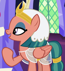 Size: 566x621 | Tagged: safe, imported from derpibooru, screencap, somnambula, pegasus, pony, shadow play, cropped, female, headdress, mare, raised hoof, solo