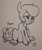 Size: 544x654 | Tagged: safe, artist:nekotigerfire, imported from derpibooru, part of a set, pom lamb, dog, lamb, sheep, them's fightin' herds, bell, bell collar, cloven hooves, collar, community related, eyes closed, female, lying, misleading thumbnail, monochrome, pom (tfh), puppy, sitting, sleeping, traditional art