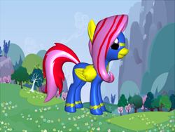 Size: 1200x900 | Tagged: safe, artist:nardaxll93, imported from derpibooru, fluttershy, pony, 3d, alternate hairstyle, alternate universe, clothes, different view universe, female, solo, uniform, wonderbolts uniform