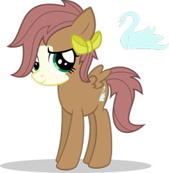 Size: 644x661 | Tagged: safe, artist:mlp-trailgrazer, imported from derpibooru, oc, oc only, oc:frail feather, pegasus, pony, bald face, blaze (coat marking), bow, coat markings, cutie mark, facial markings, hair bow, offspring, parent:fluttershy, parent:trouble shoes, parent:troubleshoes clyde, parents:troubleshy, simple background, solo, teenager, transparent background