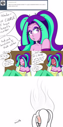 Size: 2000x4000 | Tagged: safe, artist:jake heritagu, imported from derpibooru, aria blaze, sunset shimmer, comic:aria's archives, equestria girls, bed, blushing, blushing profusely, cellphone, clothes, comic, female, implied lesbian, lesbian, phone, shipping, smartphone, sunblaze, tsundaria, tsundere