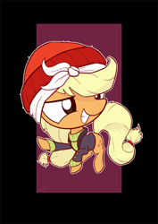 Size: 540x764 | Tagged: safe, artist:dori-to, imported from derpibooru, applejack, earth pony, pony, ppov, captain jackbeard, chibi, female, hat, smiling, solo