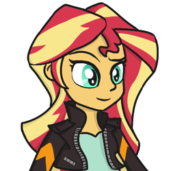 Size: 345x343 | Tagged: safe, artist:boushi33, imported from derpibooru, sunset shimmer, equestria girls, clothes, female, jacket, leather jacket, simple background, solo, white background