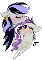 Size: 713x1005 | Tagged: safe, artist:gallantserver, artist:thepegasisterpony, imported from derpibooru, oc, oc:iridescence, oc:starry knight, hybrid, bust, female, interspecies offspring, lesbian, oc x oc, offspring, offspring shipping, parent:discord, parent:fluttershy, parent:night guard, parent:zecora, parents:discoshy, parents:guardcora, shipping, simple background, transparent background