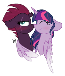 Size: 1100x1285 | Tagged: safe, artist:gallantserver, artist:thepegasisterpony, imported from derpibooru, tempest shadow, twilight sparkle, alicorn, pony, my little pony: the movie, broken horn, eye scar, female, hug, lesbian, magical lesbian spawn, scar, shipping, simple background, tempestlight, transparent background, twilight sparkle (alicorn), winghug, wings