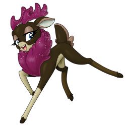 Size: 3000x3000 | Tagged: safe, artist:poole, imported from derpibooru, velvet reindeer, deer, reindeer, them's fightin' herds, community related, female, leaping, simple background, solo, transparent background, velvet (tfh)