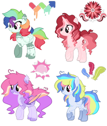 Size: 3000x3500 | Tagged: safe, artist:chococakebabe, imported from derpibooru, oc, oc only, bat pony, pegasus, pony, unicorn, adoptable, base used, female, high res, mare, simple background, transparent background