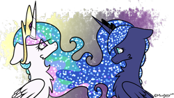 Size: 1963x1109 | Tagged: safe, artist:lceiandic, imported from derpibooru, princess celestia, princess luna, sad, simple background, transparent background