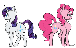 Size: 2300x1472 | Tagged: safe, artist:lceiandic, imported from derpibooru, pinkie pie, rarity, chest fluff, fluffy, simple background, transparent background