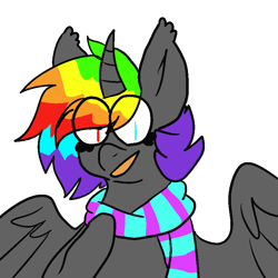 Size: 800x800 | Tagged: safe, artist:php115, artist:shoto, derpibooru exclusive, imported from derpibooru, oc, oc:wormfucker666, alicorn, alicorn oc, clothes, male, paint tool sai, ponysona, rainbow alicorn, scarf, scene kid, simple background, solo, stallion, transparent background