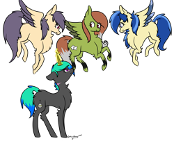 Size: 2785x2261 | Tagged: safe, artist:lceiandic, imported from derpibooru, oc, oc only, pegasus, pony, unicorn, chest fluff, flying, simple background, transparent background