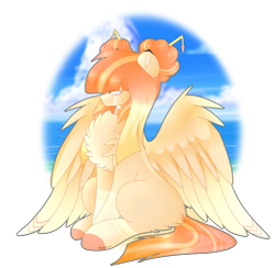 Size: 1024x998 | Tagged: safe, artist:thriftyrecc, imported from derpibooru, oc, oc only, oc:lyshuu, pegasus, pony, chest fluff, female, mare, simple background, sitting, solo, transparent background