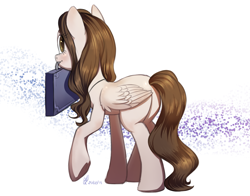 Size: 1655x1300 | Tagged: safe, artist:divlight, imported from derpibooru, oc, oc only, pegasus, pony, female, mare, mouth hold, solo, suitcase