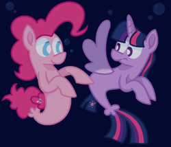 Size: 980x840 | Tagged: safe, artist:redrose26, imported from derpibooru, pinkie pie, twilight sparkle, alicorn, seapony (g4), my little pony: the movie, seaponified, seapony pinkie pie, seapony twilight, species swap, twilight sparkle (alicorn), underwater