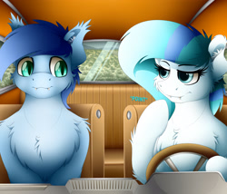 Size: 3500x3000 | Tagged: safe, artist:colarix, imported from derpibooru, oc, oc only, oc:colarix, oc:johan, bat pony, car, chest fluff, fangs