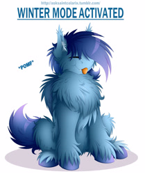 Size: 2550x3050 | Tagged: safe, artist:colarix, imported from derpibooru, oc, oc only, oc:johan, bat pony, pony, :3, :p, :t, belly fluff, cheek fluff, chest fluff, ear fluff, excessive fluff, eyes closed, fangs, fluffy, impossibly large chest fluff, leg fluff, male, pomf, shoulder fluff, silly, simple background, smiling, solo, stallion, tongue out, unshorn fetlocks, white background, wing fluff, winter fluff