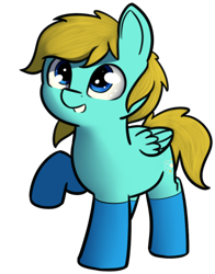 Size: 362x461 | Tagged: safe, artist:neuro, imported from derpibooru, oc, oc only, oc:balmy breeze, pegasus, pony, blue eyes, blue socks, clothes, cute, happy, simple background, smiling, socks, solo, transparent background, yellow mane