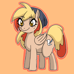 Size: 3000x3000 | Tagged: safe, artist:skeletonburglar, imported from derpibooru, oc, oc only, oc:peetzer, food pony, original species, pegasus, pizza pony, pony, beanie, hat, simple background, smiling