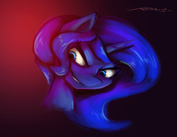 Size: 1855x1443 | Tagged: safe, artist:ferasor, imported from derpibooru, princess luna, alicorn, pony, bust, female, mare, solo