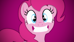 Size: 1366x768 | Tagged: safe, artist:4ourletters, imported from derpibooru, pinkie pie, pony, faic, female, grin, lineless, smiling, solo, wallpaper