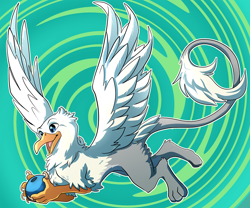 Size: 1234x1029 | Tagged: safe, artist:ceasie, imported from derpibooru, oc, oc only, oc:der, griffon, bead, flying, male, micro, solo, wings