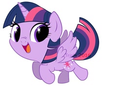 Size: 900x649 | Tagged: safe, artist:nanook123, imported from derpibooru, twilight sparkle, twilight sparkle (alicorn), alicorn, pony, chibi, cute, female, looking at you, mare, simple background, solo, twiabetes, watermark, white background