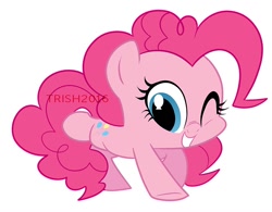 Size: 900x703 | Tagged: safe, artist:nanook123, imported from derpibooru, pinkie pie, earth pony, pony, chibi, cute, diapinkes, female, looking at you, mare, one eye closed, simple background, solo, white background, wink