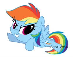 Size: 900x703 | Tagged: safe, artist:nanook123, imported from derpibooru, rainbow dash, pegasus, pony, chibi, cute, dashabetes, female, looking at you, mare, simple background, solo, white background