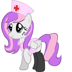 Size: 2570x2560 | Tagged: safe, imported from derpibooru, oc, oc only, oc:amethyst lullaby, pegasus, pony, clothes, nurse, nurse outfit, simple background, solo, transparent background