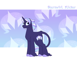 Size: 1600x1200 | Tagged: safe, artist:faith-wolff, imported from derpibooru, oc, oc only, oc:starswirl flicker, classical unicorn, pony, unicorn, cloven hooves, colored hooves, cutie mark background, facial hair, faithverse, goatee, leonine tail, magical lesbian spawn, male, next generation, offspring, parent:starlight glimmer, parent:trixie, parents:startrix, solo, stallion, unshorn fetlocks