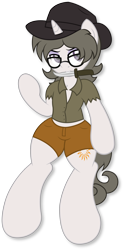 Size: 3438x6917 | Tagged: safe, artist:digiqrow, imported from derpibooru, oc, oc only, oc:solaria, pony, semi-anthro, unicorn, australia, clothes, glasses, hat, knife, mouth hold, shirt, shorts, simple background, solo, stereotype, transparent background
