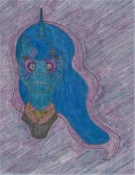 Size: 1464x1896 | Tagged: safe, artist:agentappleblanket, imported from derpibooru, princess luna, borderlands the pre-sequel, bust, colonel tungsteena zarpedon, simple background, traditional art