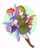 Size: 908x1134 | Tagged: safe, artist:hosikawa, imported from derpibooru, rainbow dash, pegasus, pony, circle background, crossover, duo, female, link, looking at you, male, mare, nintendo, simple background, the legend of zelda, underhoof, white background