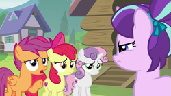 Size: 1279x718 | Tagged: safe, artist:bubblestormx, edit, edited screencap, editor:slayerbvc, imported from derpibooru, screencap, apple bloom, scootaloo, starlight glimmer, sweetie belle, earth pony, pegasus, pony, unicorn, marks and recreation, camp friendship, cutie mark crusaders, fake screencap, female, filly, filly starlight glimmer, younger