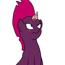 Size: 2000x2000 | Tagged: safe, artist:bennimarru, imported from derpibooru, tempest shadow, my little pony: the movie, blushing, eye scar, flat colors, hermit crab, looking up, scar, seashell, simple background, tempest gets her horn back, white background